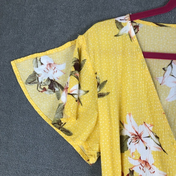 Lulus Heart Of Marigold Yellow Tropical Print Wrap Maxi Dress V Neck Costal - Picture 6 of 10